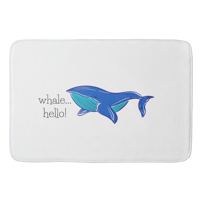 Niedlich Whale Hello Blue Bath Mat Badematte (Vorderseite)