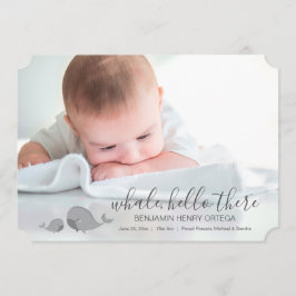 Niedlich Whale Hello There Baby Foto Ankündigung