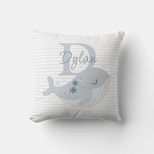 Niedlich Whale Modern Baby Boy Name Monogram Kissen