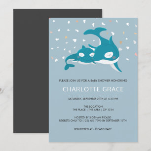 Niedlich Whale Personalisiert Baby Dusche Einladung