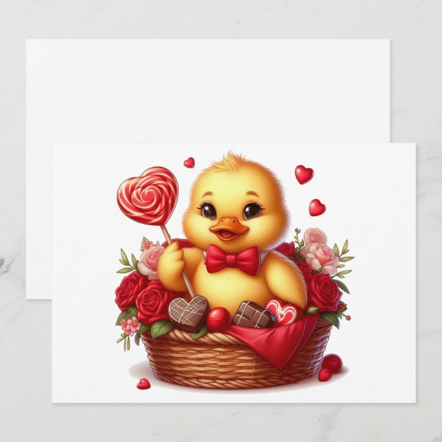 Niedlich/Whimisikalische Valentinerentinerente Feiertagskarte (Vorne/Hinten)