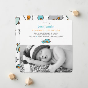 Niedlich Whimsical Baby Ducklings Baby Boy Foto Bi Ankündigung