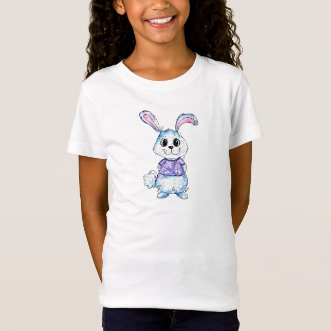 Niedlich Whimsical Blue Bunny T-Shirt (Vorderseite)