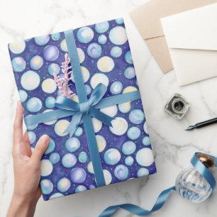 Niedlich Whimsical Blue White Bubble Snow Watercol Geschenkpapier