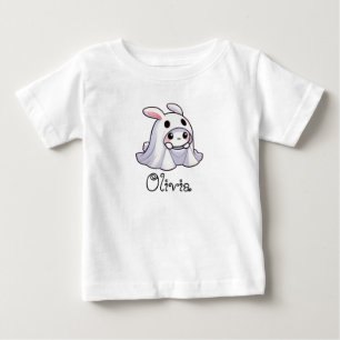 Niedlich, Whimsical Bunny Ghost, Individuelle Name Baby T-shirt