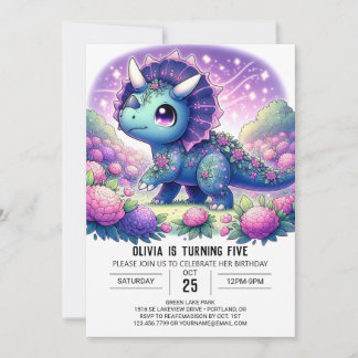 Niedlich Whimsical Dinosaur Digital Geburtstag Einladung