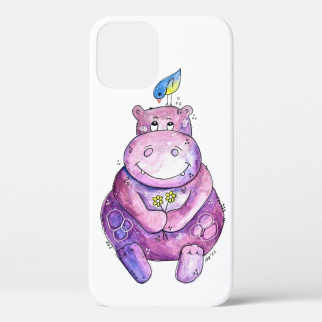 Niedlich Whimsical Lila Hippo Case-Mate iPhone Hülle (Rückseite)