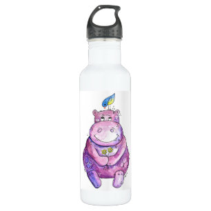 Niedlich Whimsical Lila Hippo Edelstahlflasche