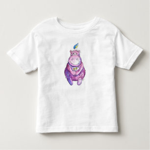 Niedlich Whimsical Lila Hippo Kleinkind T-shirt
