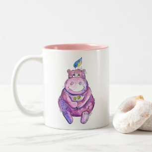Niedlich Whimsical Lila Hippo Zweifarbige Tasse