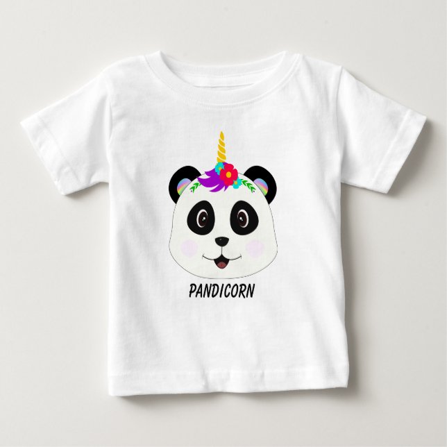 Niedlich Whimsical Panda Unicorn Pandicorn Baby T-shirt (Vorderseite)