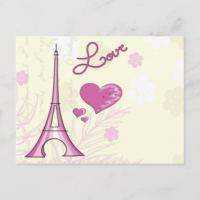Niedlich & Whimsical Paris ist Liebe Postkarte (Vorderseite)