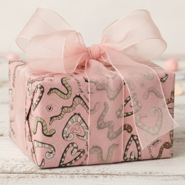 Niedlich- & whimsical Pink Heart Worm ing Wishings Geschenkpapier