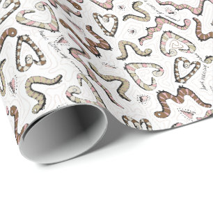 Niedlich- & whimsical Pink Heart Worm ing Wishings Geschenkpapier