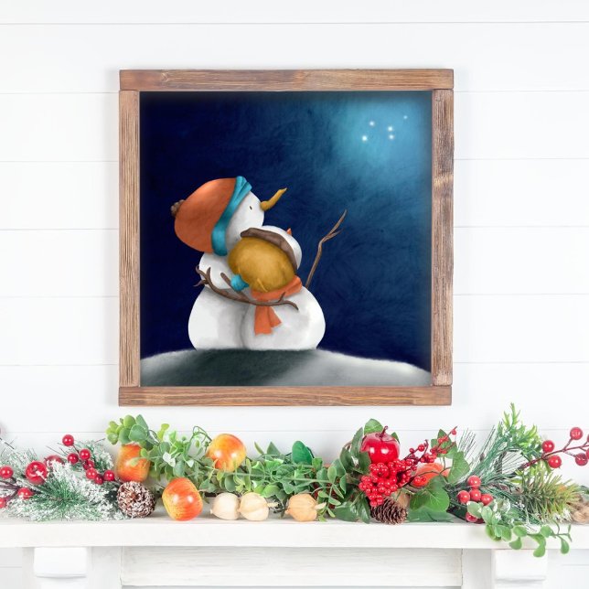 Niedlich Whimsical Snowman Couple Winter Poster (Von Creator hochgeladen)