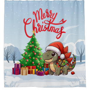 Niedlich/Whimsisches Weihnachtsstegosaurus Duschvorhang