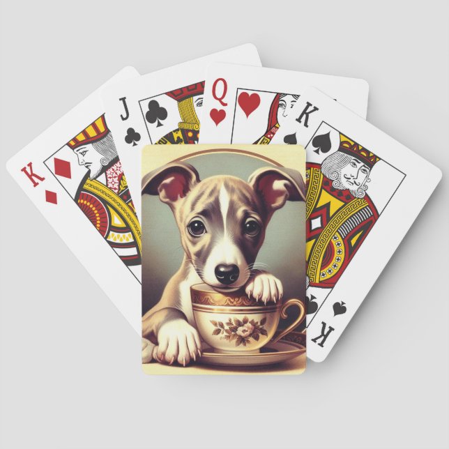 Niedlich Whippet Puppy Spielkarten (Rückseite)