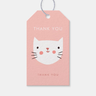 Niedlich White Cat Geburtstag vielen Dank Geschenkanhänger
