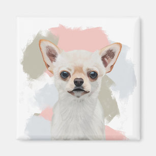 Niedlich White Chihuahua Abstrakt Pink Magnet