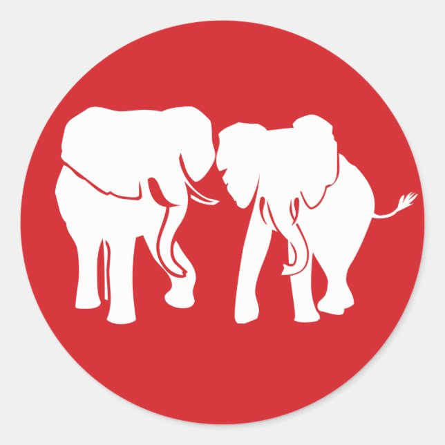 Niedlich White Elephant Couple wählen Sie Hintergr Runder Aufkleber (Vorderseite)