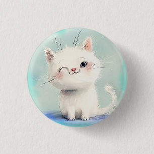 Niedlich White Kitten Button