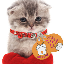 Niedlich White Kitten Cartoon Kawaii Orange Pink Haustiermarke