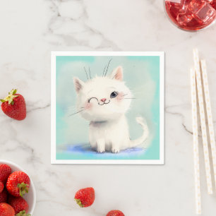Niedlich White Kitten Serviette