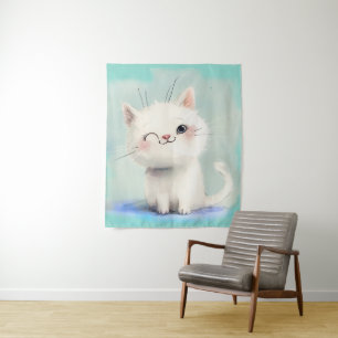 Niedlich White Kitten Wandteppich