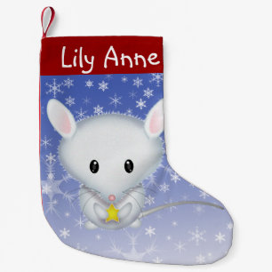 Niedlich White Mouse Weihnachts-Strumpf Personalis Kleiner Weihnachtsstrumpf