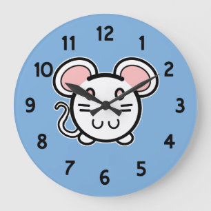 Niedlich White Mousie Große Wanduhr