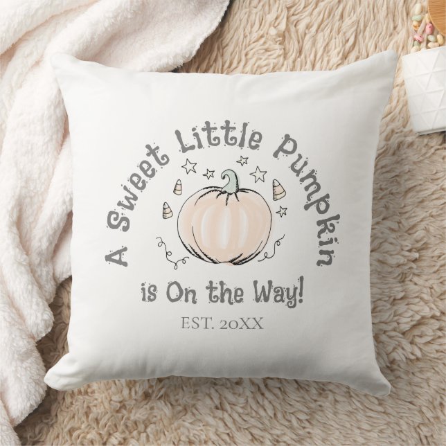 Niedlich White & Orange Little Pumpkin ist unterwe Kissen (Decke)