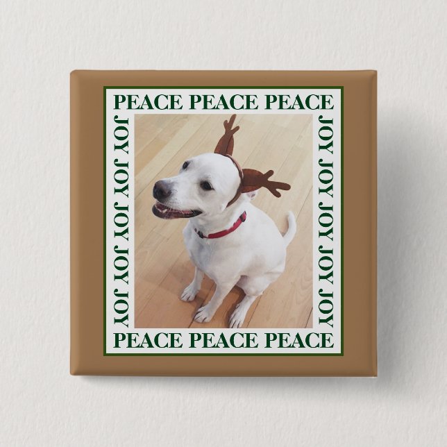 Niedlich White Rentier Welppy Dog Peace Jown Brown Button (Vorderseite)