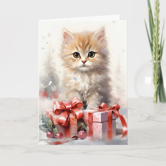 Niedlich White und Orange Kitten Weihnachtsgrüße Karte (Vorderseite)