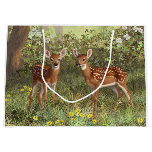 Niedlich Whitetail Deer Twin Fawns Große Geschenktüte