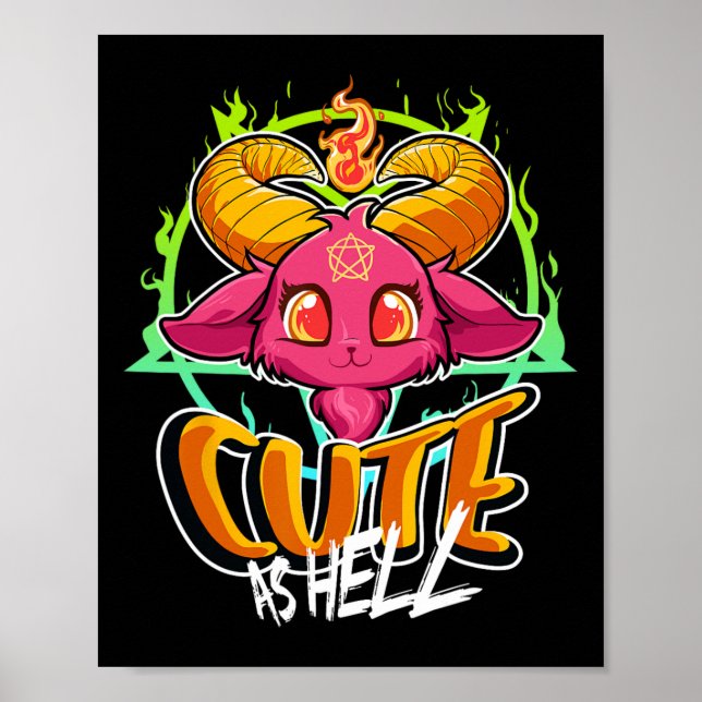Niedlich wie Hell Halloween Kawaii Phomet Funny Sa Poster (Vorne)