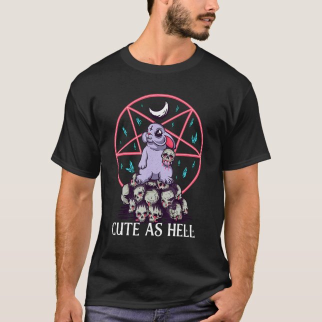Niedlich wie Hell Rabbit Hare Occult Skulls Goth F T-Shirt (Vorderseite)