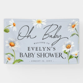 Niedlich Wild Daisy Blue Baby Dusche Banner