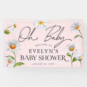Niedlich Wild Daisy Pink Baby Shower Banner