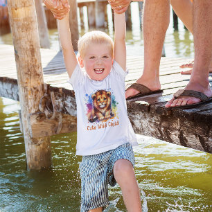 Niedlich Wild kinderfarbener Löwe personalisiert T-Shirt