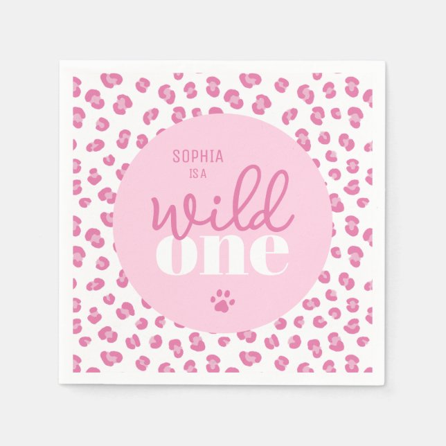 Niedlich Wild One Girl 1. Geburtstag Party Serviette (Vorderseite)