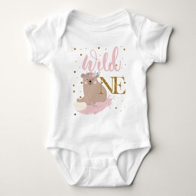 Niedlich Wild One Girl Glitzer Baby Strampler (Vorderseite)