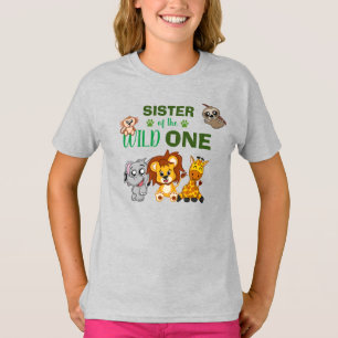 Niedlich Wild One Jungle Safari Animal Sister Zoo T-Shirt