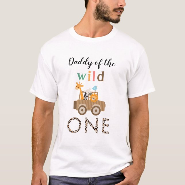 Niedlich Wild One Jungle Safari Tiere Daddy T-Shirt (Vorderseite)