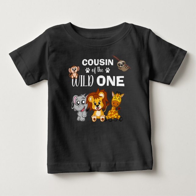 Niedlich Wild One Jungle Safari Tierpark Cousin Baby T-shirt (Vorderseite)