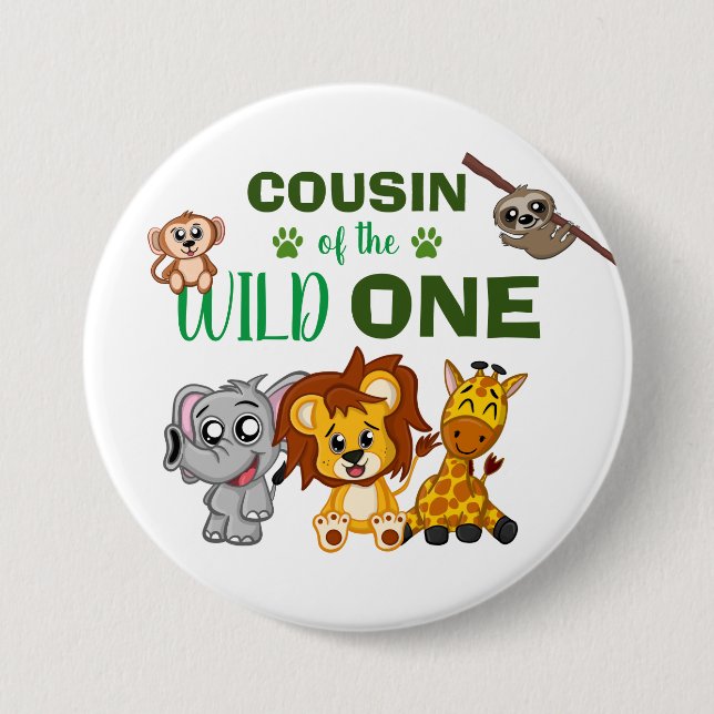 Niedlich Wild One Jungle Safari Tierpark Cousin Button (Vorderseite)