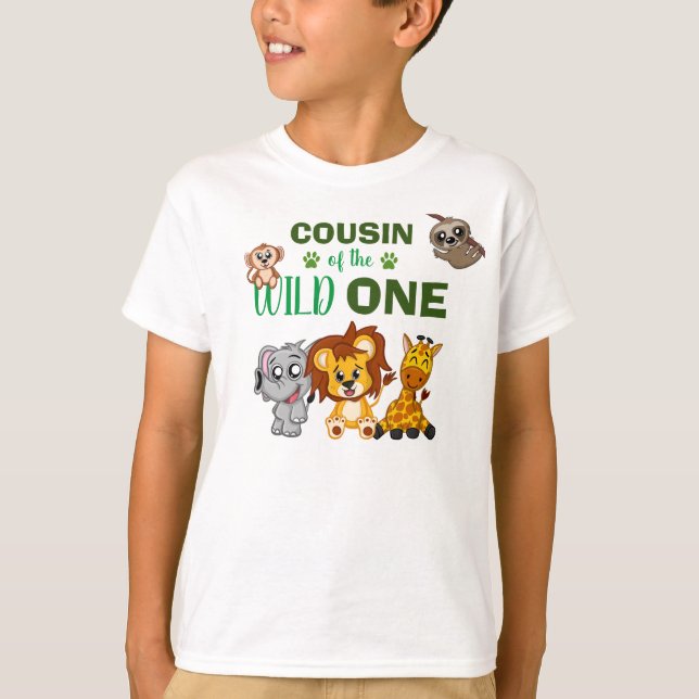 Niedlich Wild One Jungle Safari Tierpark Cousin T-Shirt (Vorderseite)
