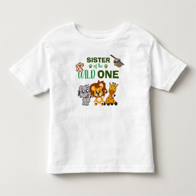 Niedlich Wild One Jungle Safari TierSchwester Zoo Kleinkind T-shirt (Vorderseite)