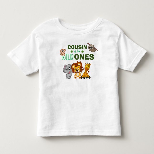 Niedlich Wild One Jungle Safari Tierwine Cousin Kleinkind T-shirt (Vorderseite)