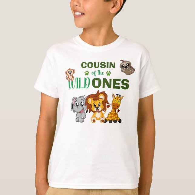 Niedlich Wild One Jungle Safari Tierwine Cousin T-Shirt (Vorderseite)
