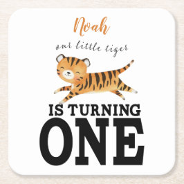 Niedlich Wild One Jungle Tiger 1. Geburtstag Rechteckiger Pappuntersetzer